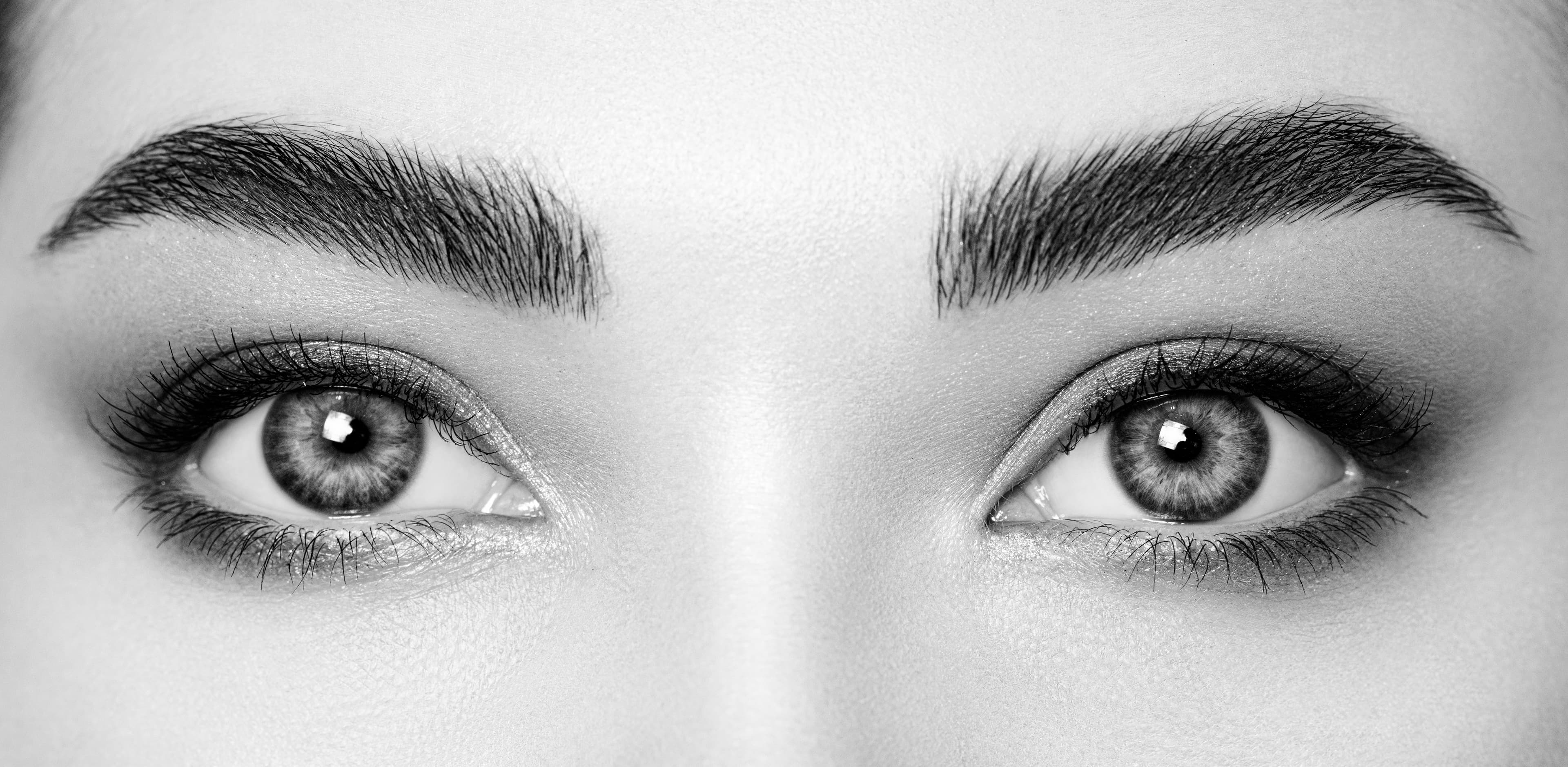 Close up of woman's eyes with defined makeup